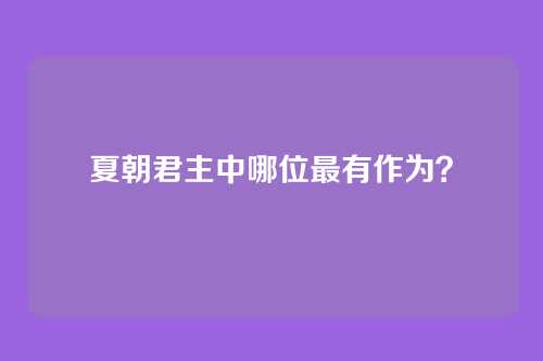 夏朝君主中哪位最有作为？