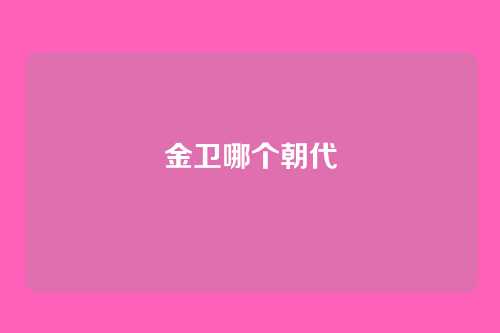金卫哪个朝代