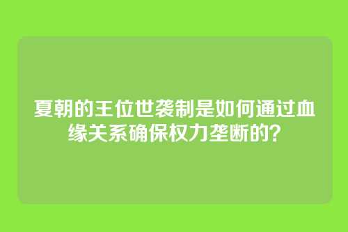 夏朝的王位世袭制是如何通过血缘关系确保权力垄断的?