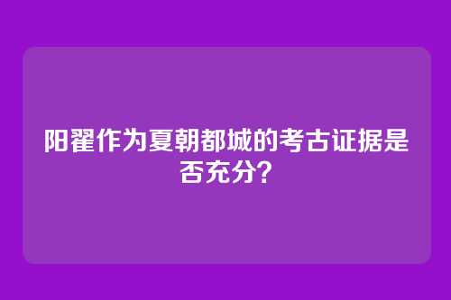 阳翟作为夏朝都城的考古证据是否充分？