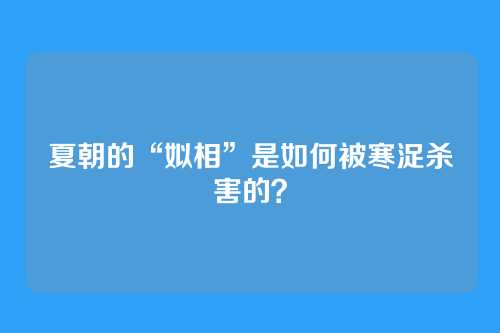 夏朝的“姒相”是如何被寒浞杀害的？