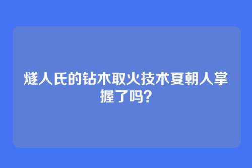 燧人氏的钻木取火技术夏朝人掌握了吗？