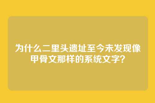 为什么二里头遗址至今未发现像甲骨文那样的系统文字？
