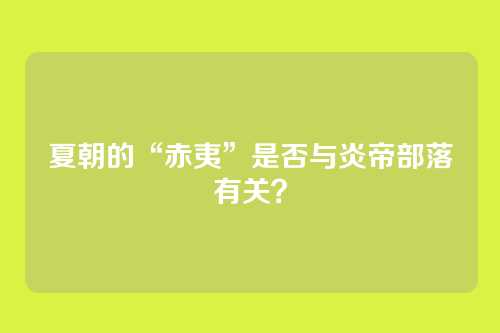 夏朝的“赤夷”是否与炎帝部落有关？