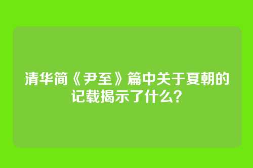 清华简《尹至》篇中关于夏朝的记载揭示了什么？