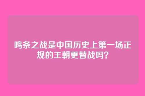 鸣条之战是中国历史上第一场正规的王朝更替战吗?