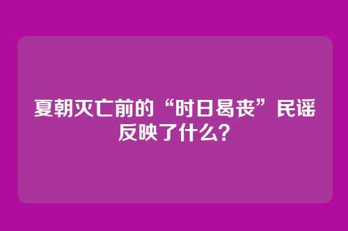 夏朝灭亡前的“时日曷丧”民谣反映了什么？