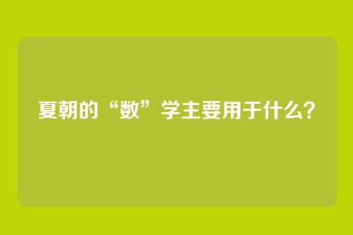 夏朝的“数”学主要用于什么？