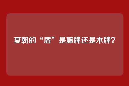 夏朝的“盾”是藤牌还是木牌?