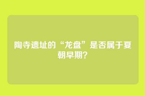陶寺遗址的“龙盘”是否属于夏朝早期?