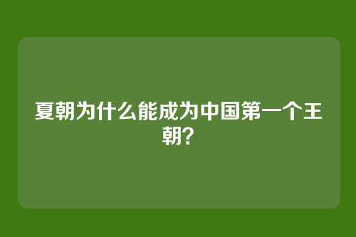 夏朝为什么能成为中国第一个王朝？