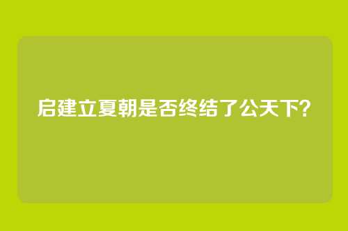 启建立夏朝是否终结了公天下?