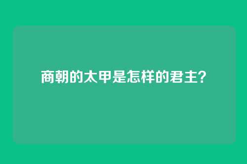 商朝的太甲是怎样的君主？