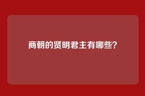 商朝的贤明君主有哪些？