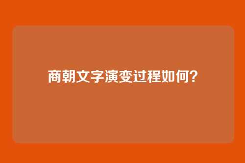 商朝文字演变过程如何？