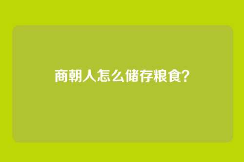 商朝人怎么储存粮食？