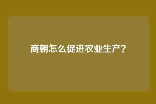 商朝怎么促进农业生产？