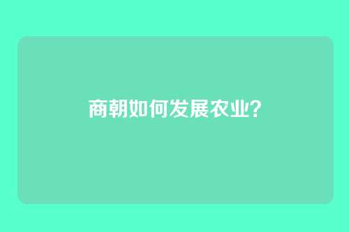 商朝如何发展农业？