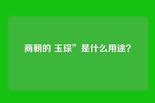 商朝的 玉琮”是什么用途？