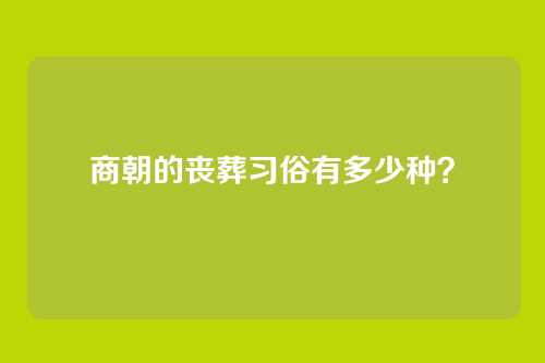 商朝的丧葬习俗有多少种？